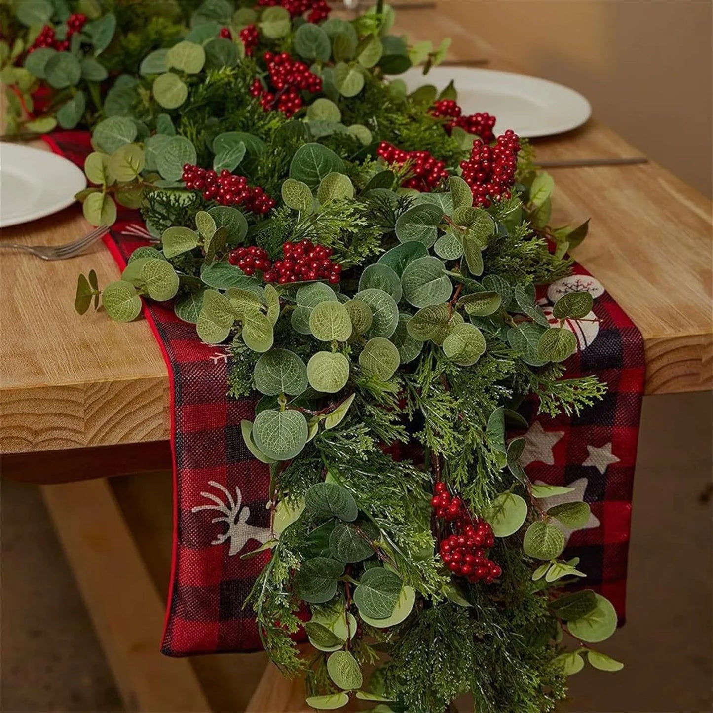 Christmas decoration Garland With Artificial Berries 6.3ft