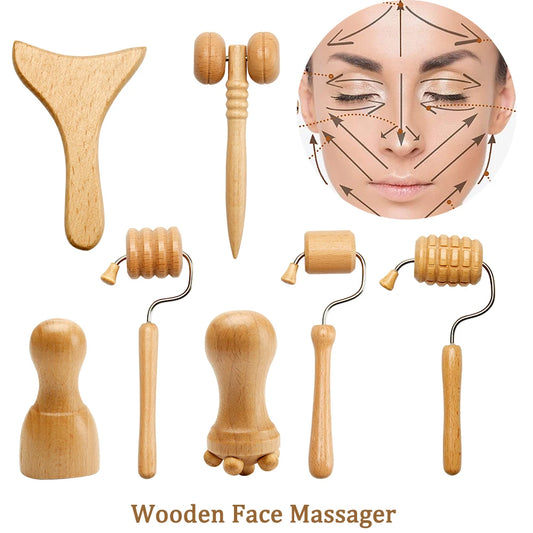 Wooden Face Massage Roller Anti-aging