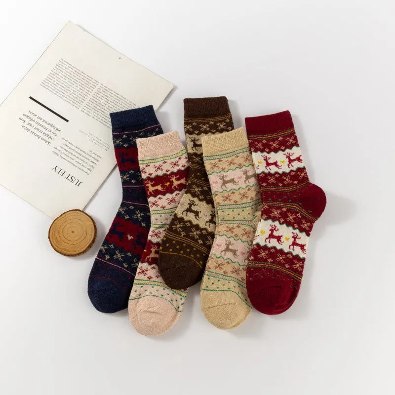Christmas Unisex Warm Wool Socks [5pairs]