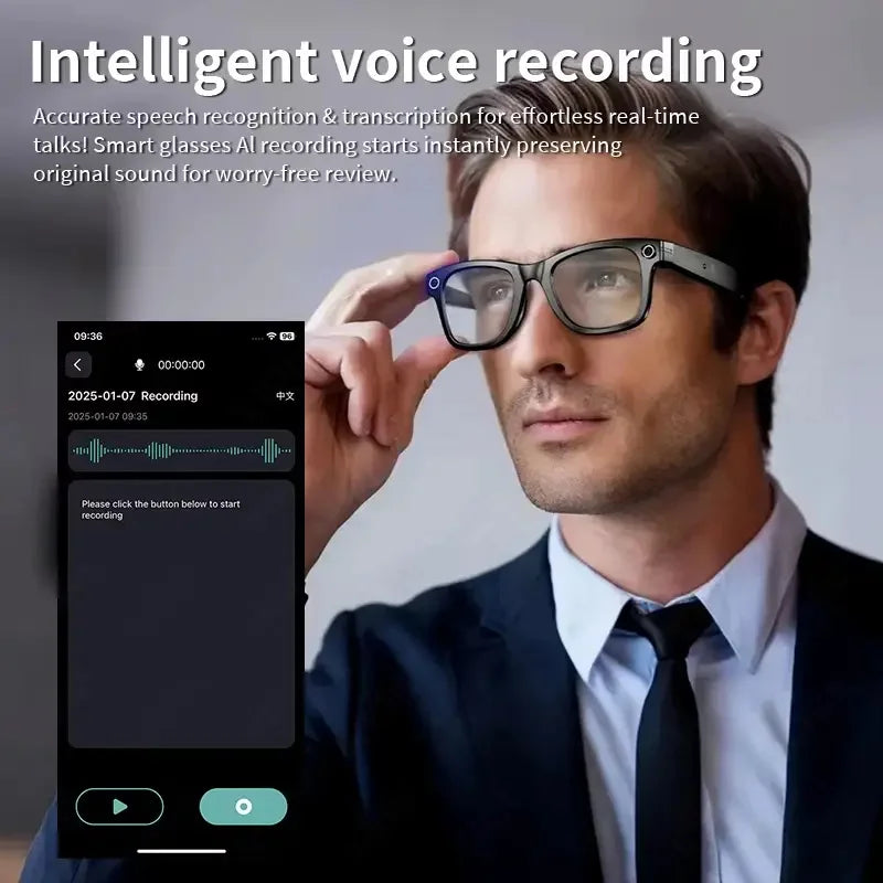 AI Unisex Smart Glasses with 8MP Camera & Languages Translation