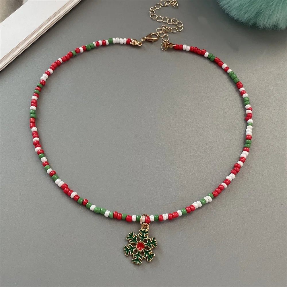 Christmas-Themed Bead Necklaces