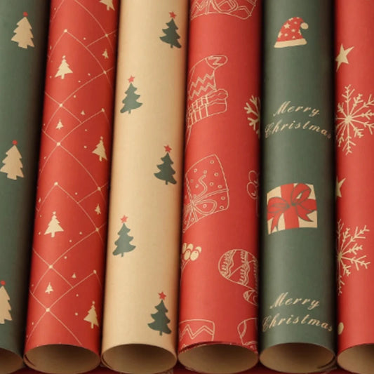 Christmas Wrapping Kraft Paper 1/3/6/12/20/24 pcs