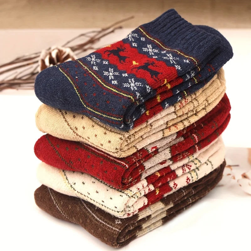 Christmas Unisex Warm Wool Socks [5pairs]