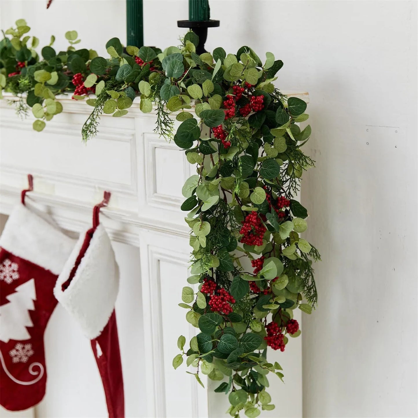 Christmas decoration Garland With Artificial Berries 6.3ft