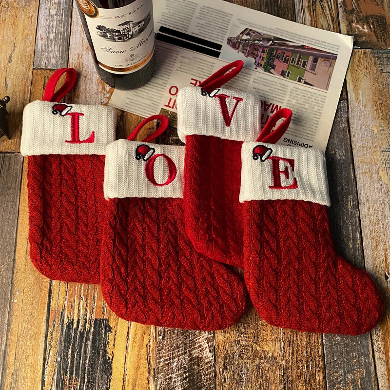 Christmas Knitted Stockings With Letters