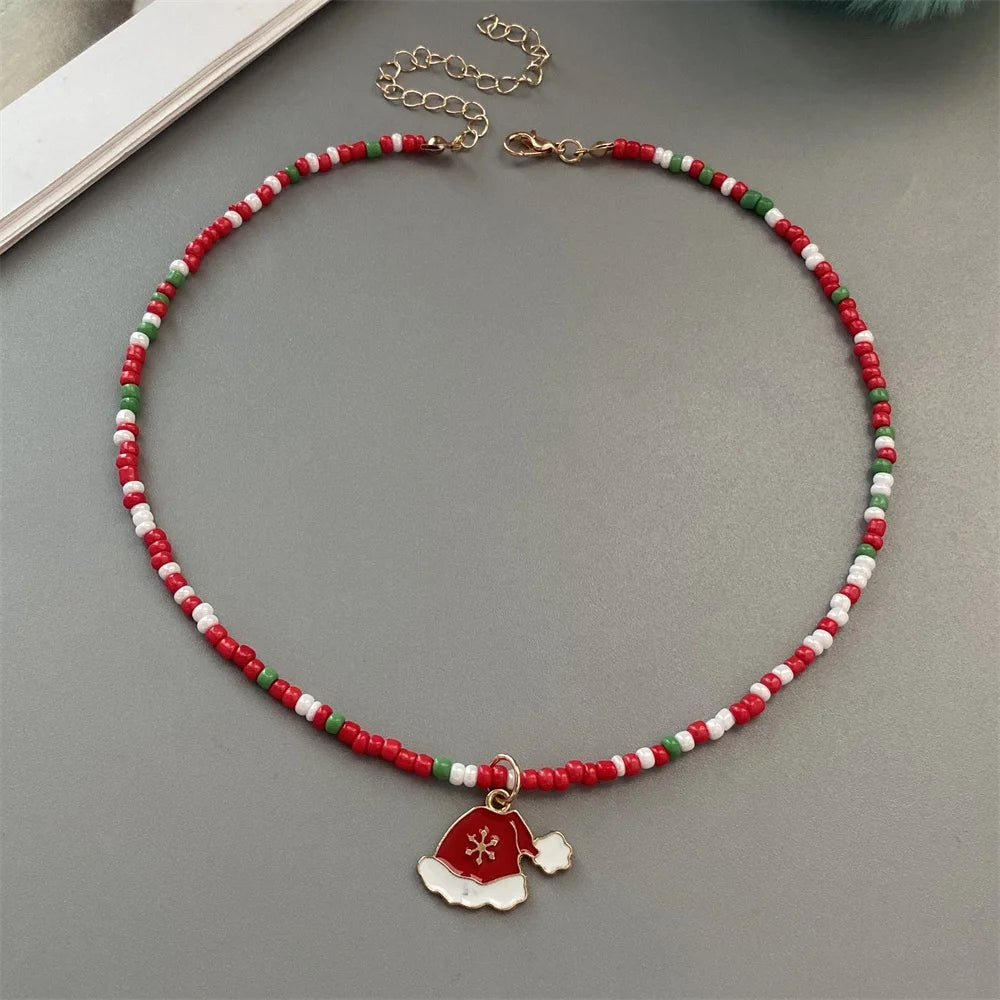 Christmas-Themed Bead Necklaces