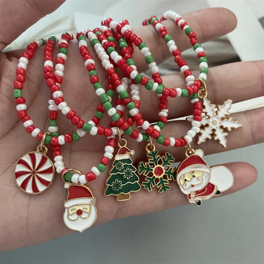 Christmas-Themed Bead Necklaces