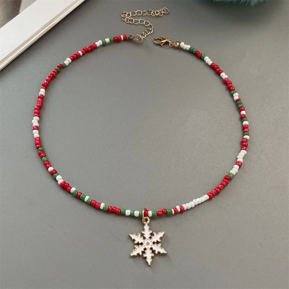 Christmas-Themed Bead Necklaces