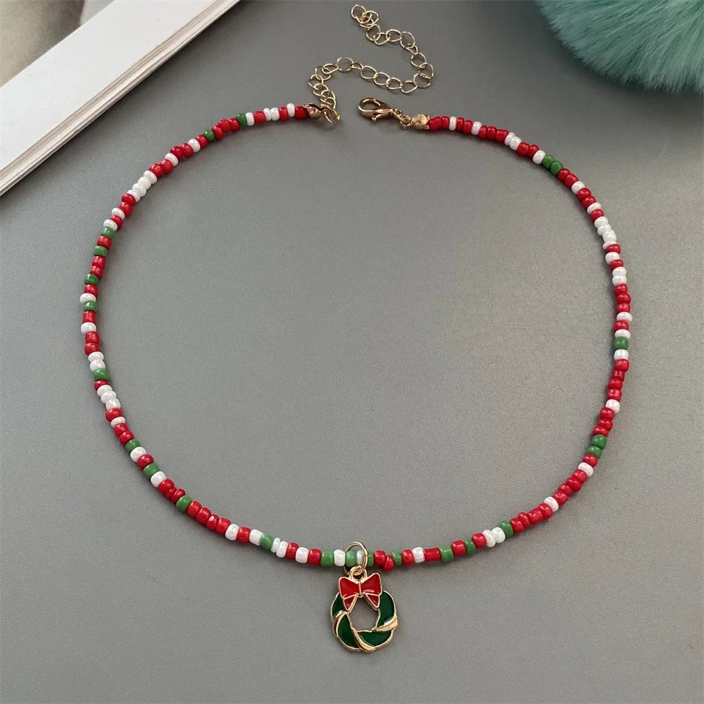 Christmas-Themed Bead Necklaces