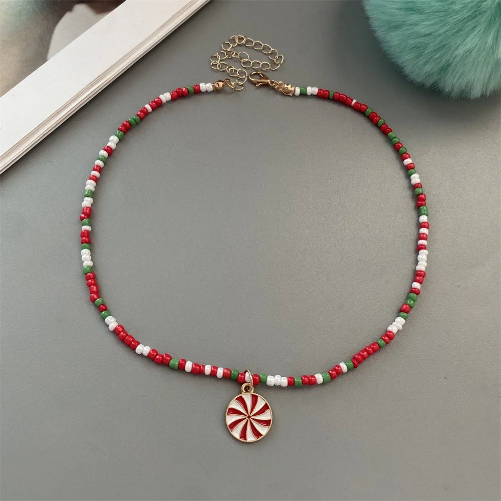 Christmas-Themed Bead Necklaces