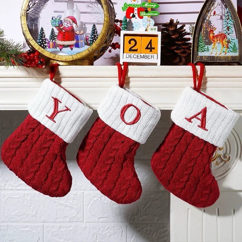 Christmas Knitted Stockings With Letters