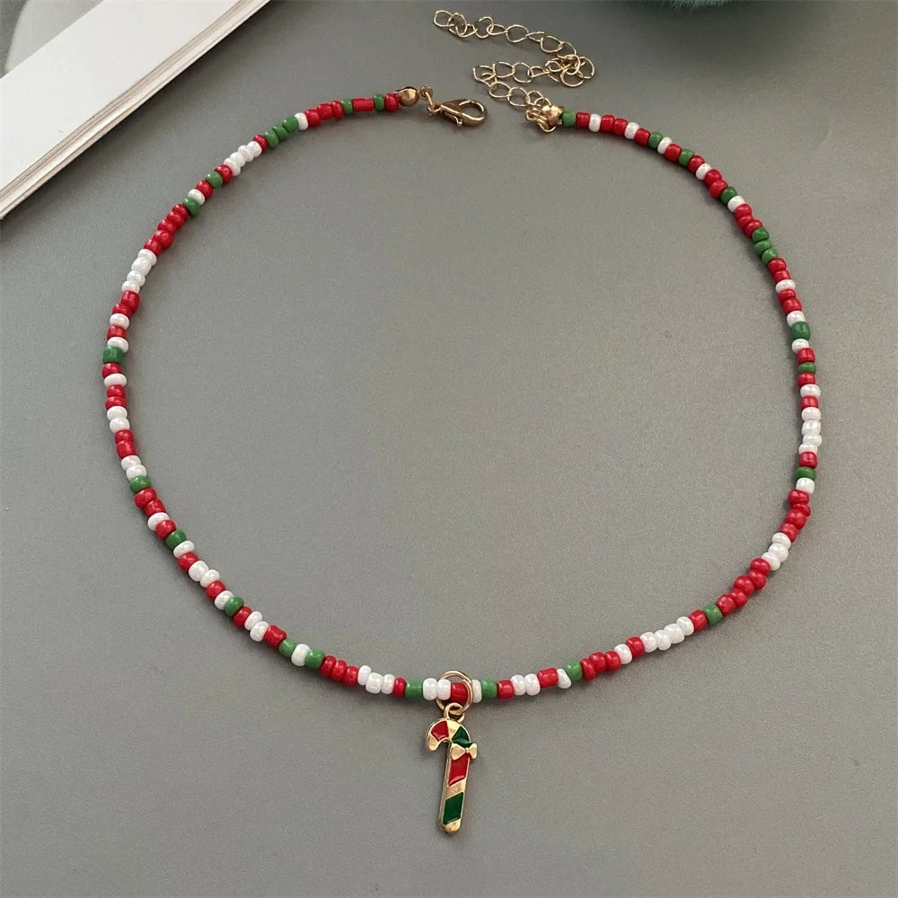 Christmas-Themed Bead Necklaces