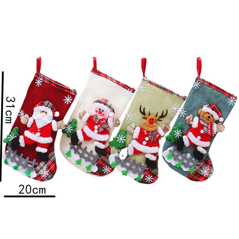 Christmas Stocking Large Capacity Elk, Bear& Snowman Design