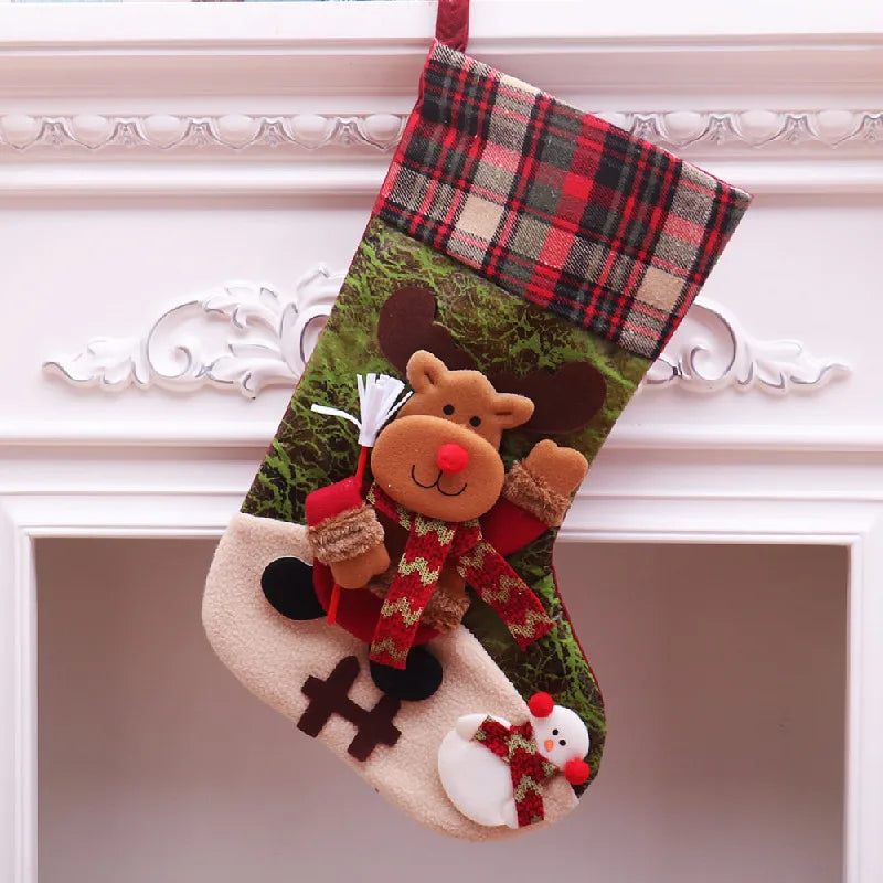 Christmas Stocking Large Capacity Elk, Bear& Snowman Design