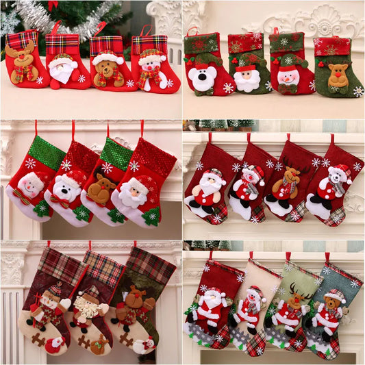 Christmas Stocking Large Capacity Elk, Bear& Snowman Design