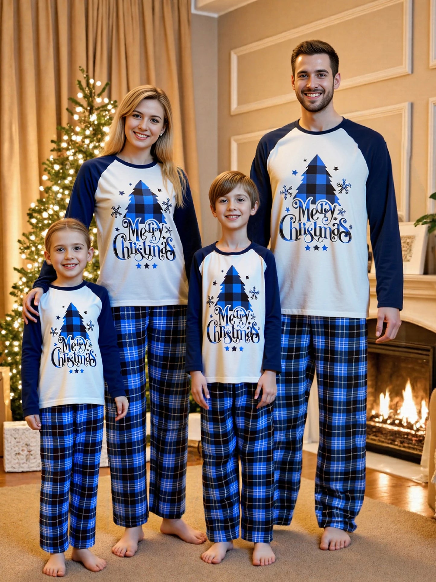 Festive Family Matching Pajamas Set with Reindeer Print