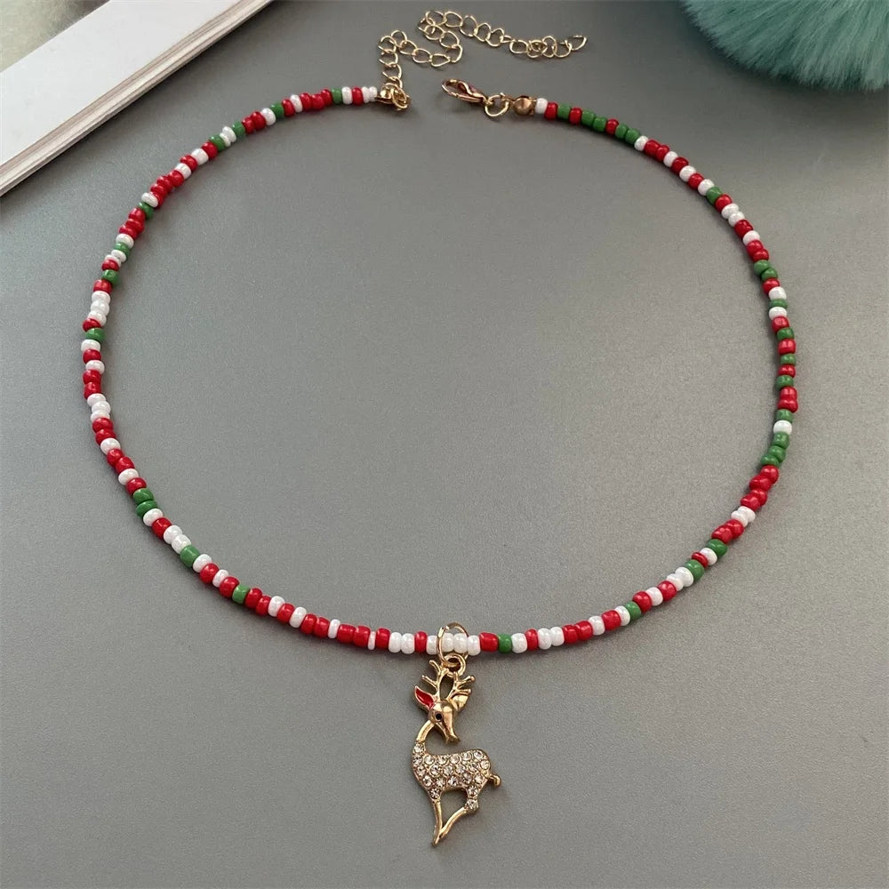 Christmas-Themed Bead Necklaces
