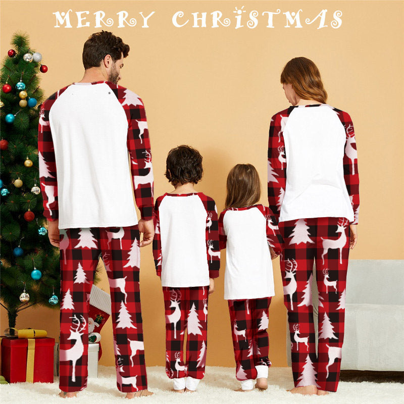 Christmas Deer Head Print Parent-child Pajamas
