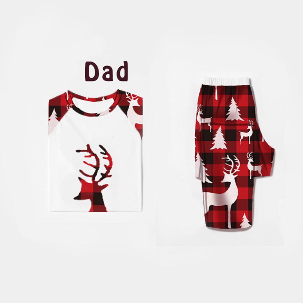 Christmas Deer Head Print Parent-child Pajamas